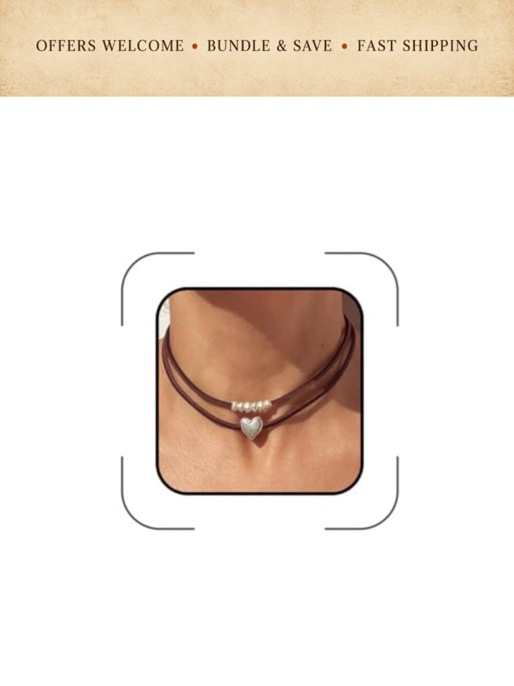 Boho Layered Heart Leather Choker Suede Beaded Western Necklace Adjustable